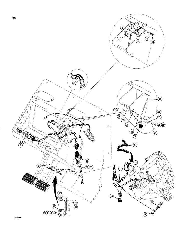 Схема запчастей Case 480C - (094) - POWER SHUTTLE ELECTRICAL CIRCUIT (55) - ELECTRICAL SYSTEMS