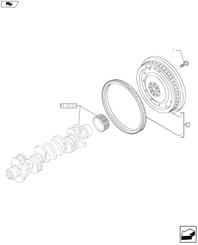 Схема запчастей Case F2CE9684C E020 - (10.103.02) - FLYWHEEL - ENGINE (504129521) (10) - ENGINE