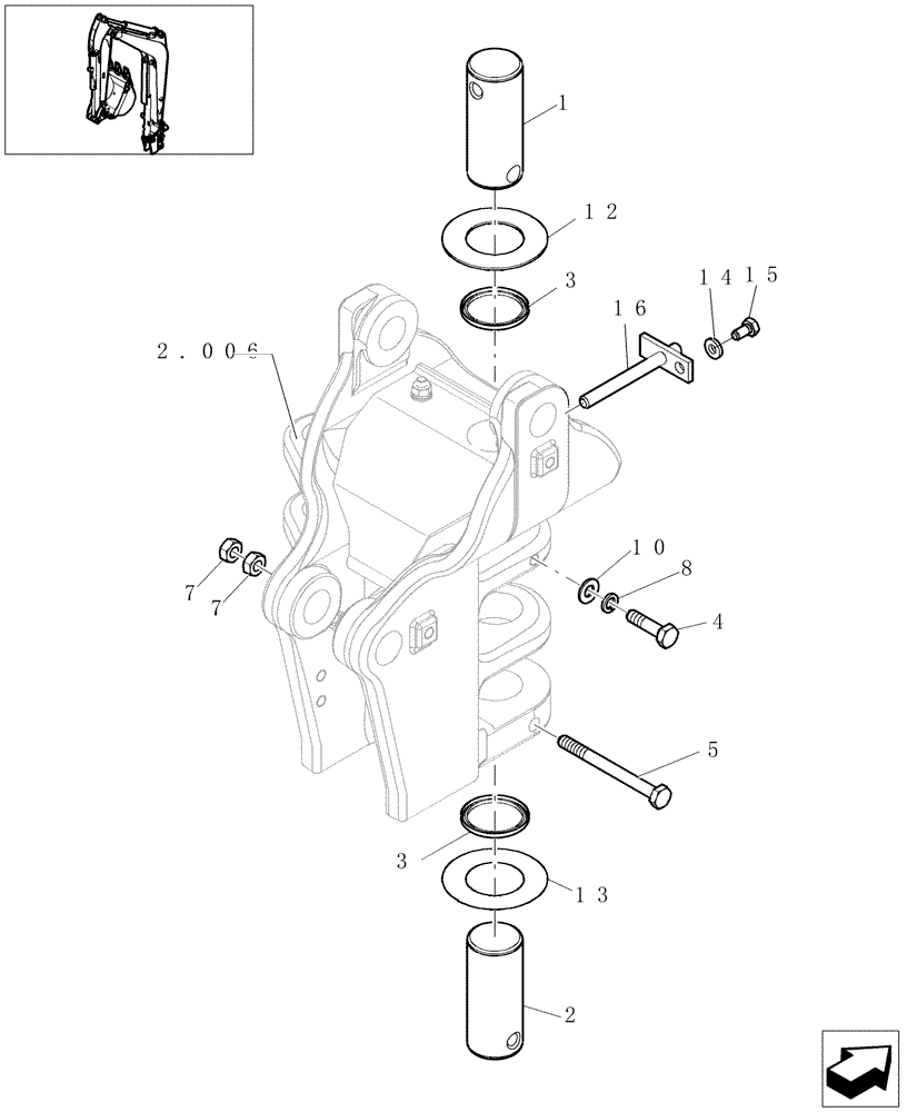 Схема запчастей Case CX16B - (2.006[02]) - SWING BRACKET SUPPORT (84) - BOOMS, DIPPERS & BUCKETS