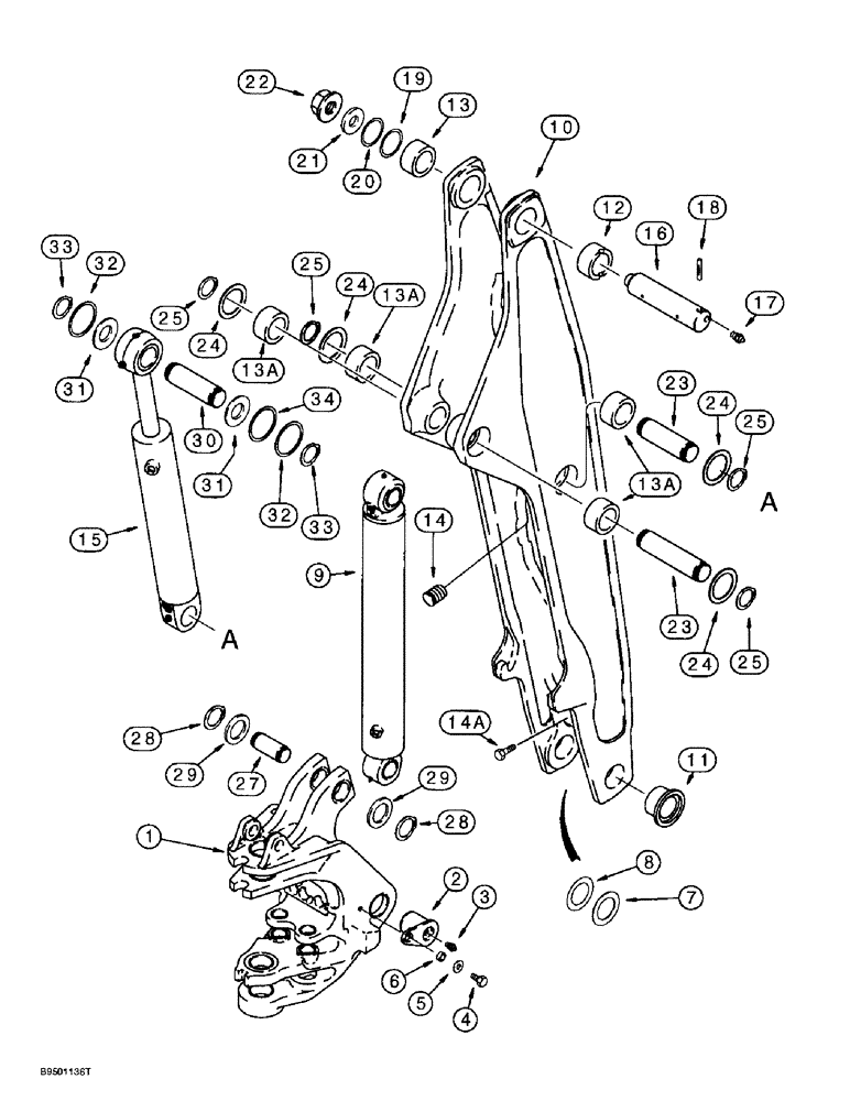 Схема запчастей Case 590L - (9-038) - BACKHOE SWING TOWER AND BOOM (09) - CHASSIS/ATTACHMENTS