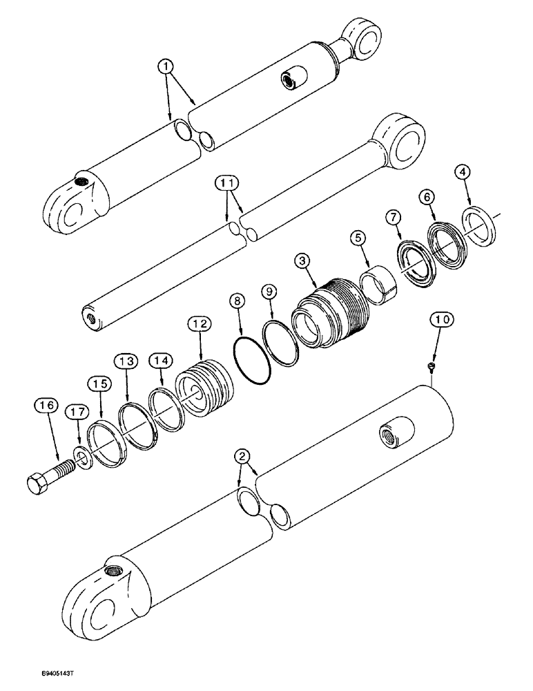 Схема запчастей Case 580SL - (8-170) - BACKHOE DIPPER EXTENSION CYLINDER (08) - HYDRAULICS