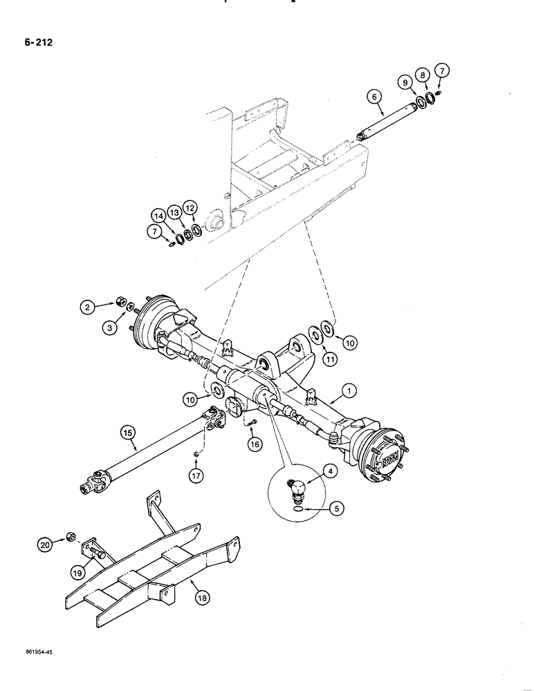 Схема запчастей Case 580K - (06-212) - FRONT DRIVE AXLE MOUNTING AND DRIVE SHAFT (06) - POWER TRAIN