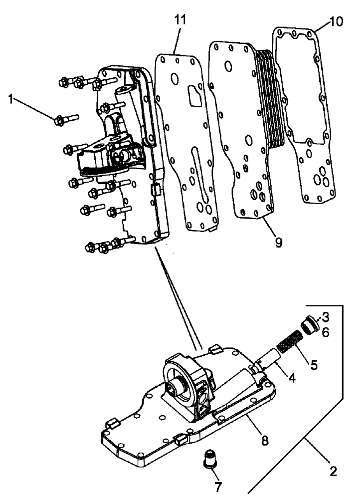 Схема запчастей Case 650L - (10.304.04) - OIL FILTER AND COOLER (10) - ENGINE