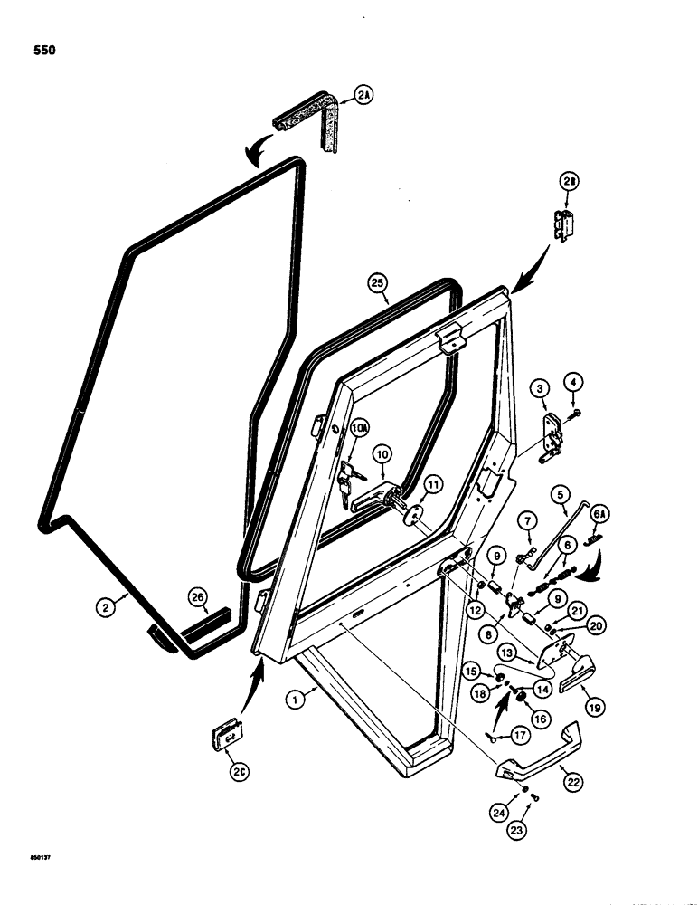 Схема запчастей Case 580D - (550) - CAB DOOR (09) - CHASSIS/ATTACHMENTS