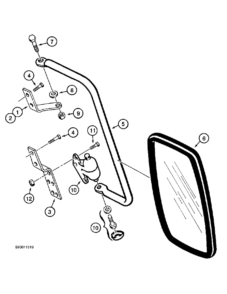 Схема запчастей Case 570LXT - (9-164) - REAR VIEW MIRROR, ROPS CAB MODELS - EXTERIOR (09) - CHASSIS/ATTACHMENTS