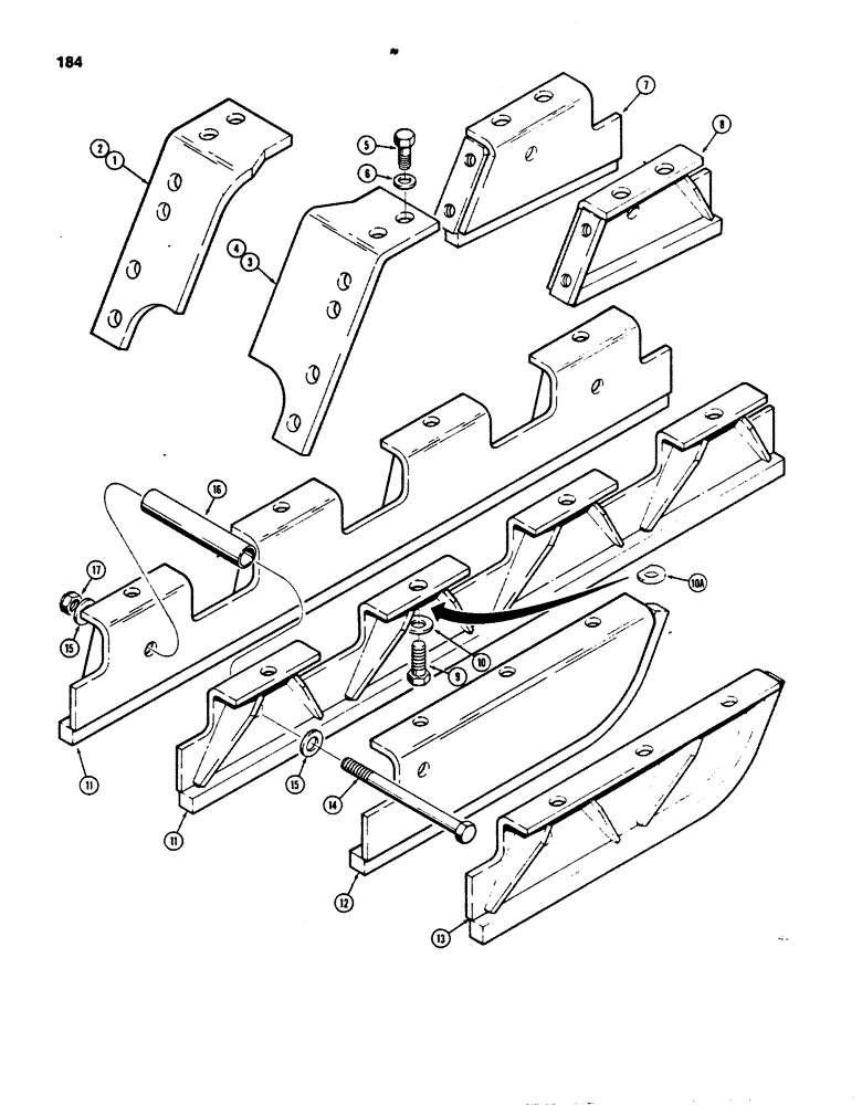 Схема запчастей Case 850B - (184) - TRACK GUIDES (04) - UNDERCARRIAGE