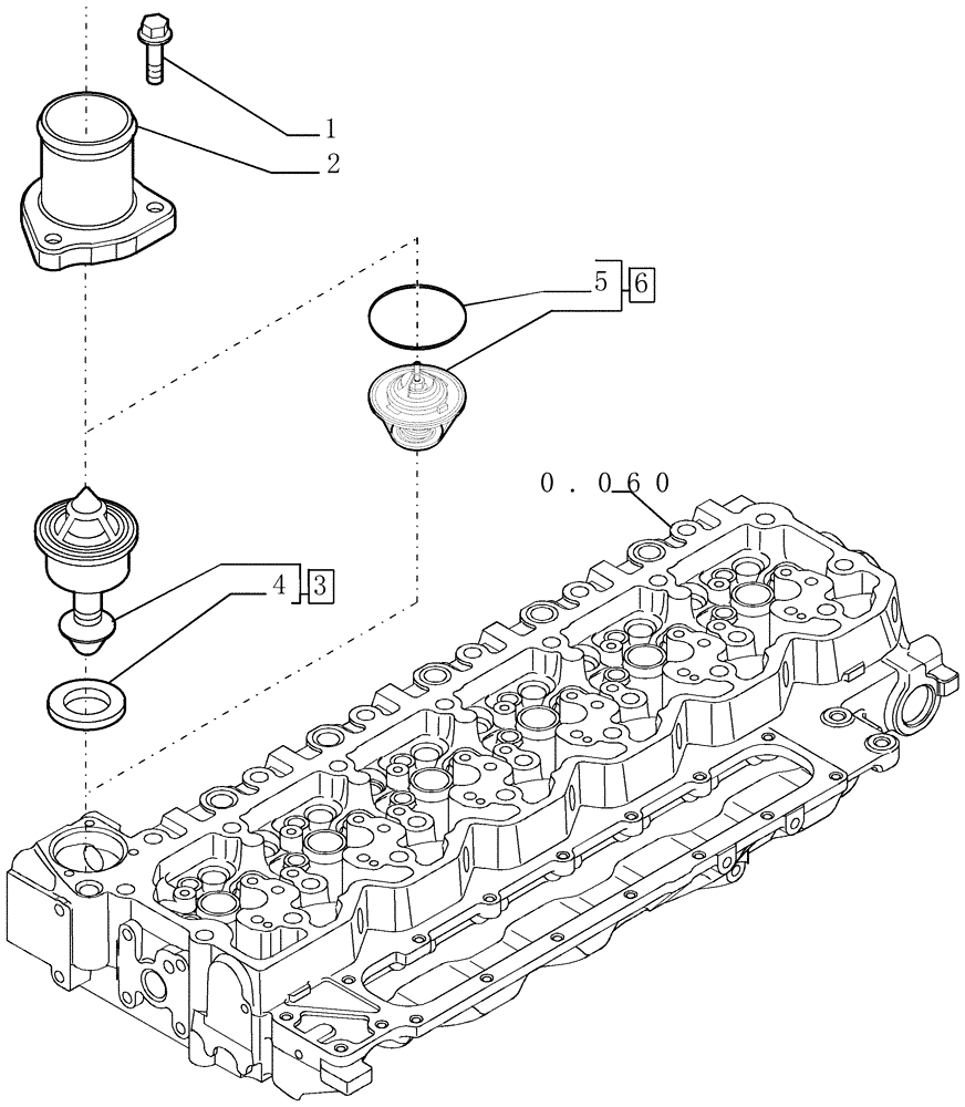 Схема запчастей Case 1850K - (0.326[01]) - THERMOSTAT - ENGINE COOLING SYSTEM (01) - ENGINE