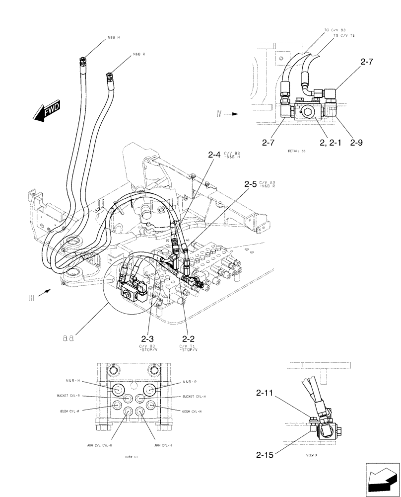 Схема запчастей Case CX17B - (01-022[04]) - HYD LINES, UPP - NIBBLER AND BREAKER (35) - HYDRAULIC SYSTEMS