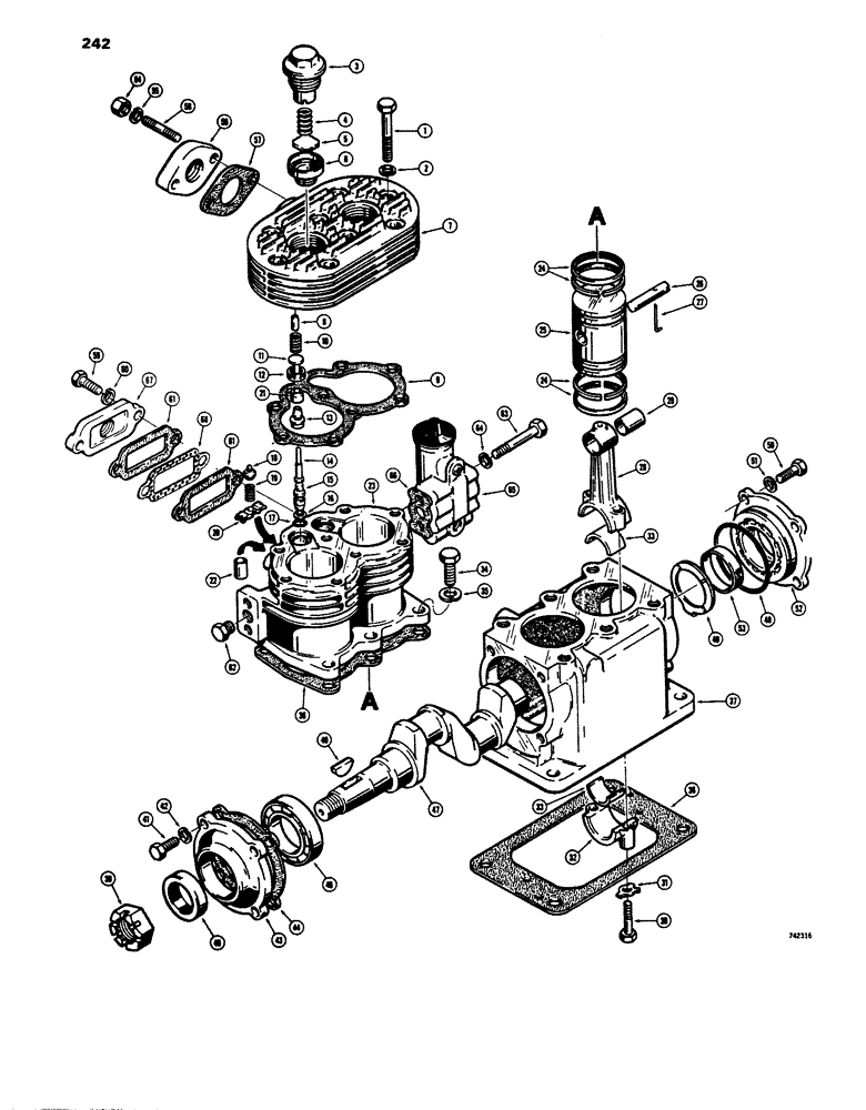 Схема запчастей Case 680E - (242) - BRAKE SYSTEM, L79808 AND L73296 AIR COMPRESSOR, (TU-FLO 400) (33) - BRAKES & CONTROLS