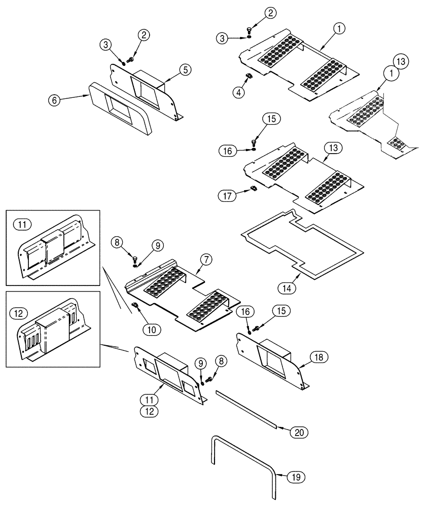 Схема запчастей Case 90XT - (09-09) - PLATES, FLOOR, MODELS WITHOUT HEATER (09) - CHASSIS