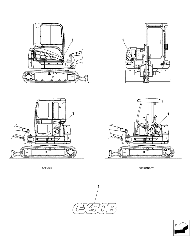 Схема запчастей Case CX50B - (06-018) - NAME PLATE INSTAL (90) - PLATFORM, CAB, BODYWORK AND DECALS