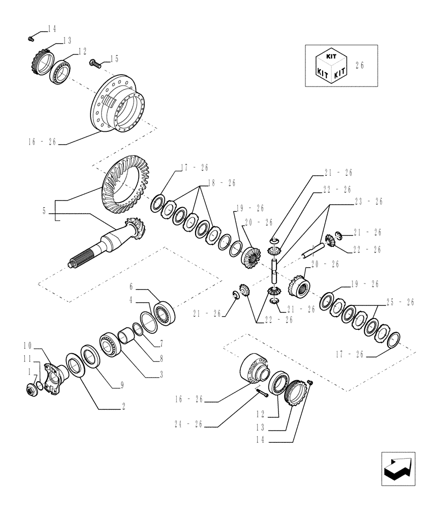 Схема запчастей Case TX1055 - (9.00448[04]) - LSD FRONT AXLE - DIFFERENTIAL - OPTIONAL CODE 749081161 (25) - FRONT AXLE SYSTEM
