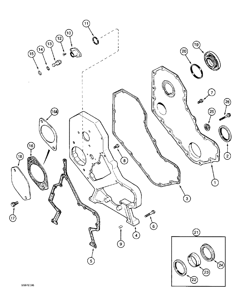 Схема запчастей Case 590SL - (2-18) - FRONT GEAR COVER, 4T-390 ENGINE (02) - ENGINE