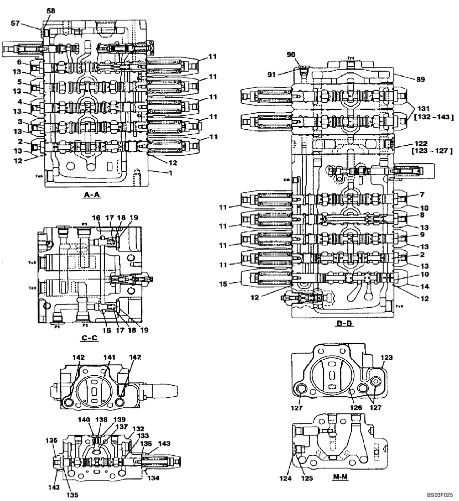 Схема запчастей Case CX135SR - (08-084) - KMJ2956 VALVE ASSY, CONTROL - MODELS WITH DOZER BLADE (08) - HYDRAULICS