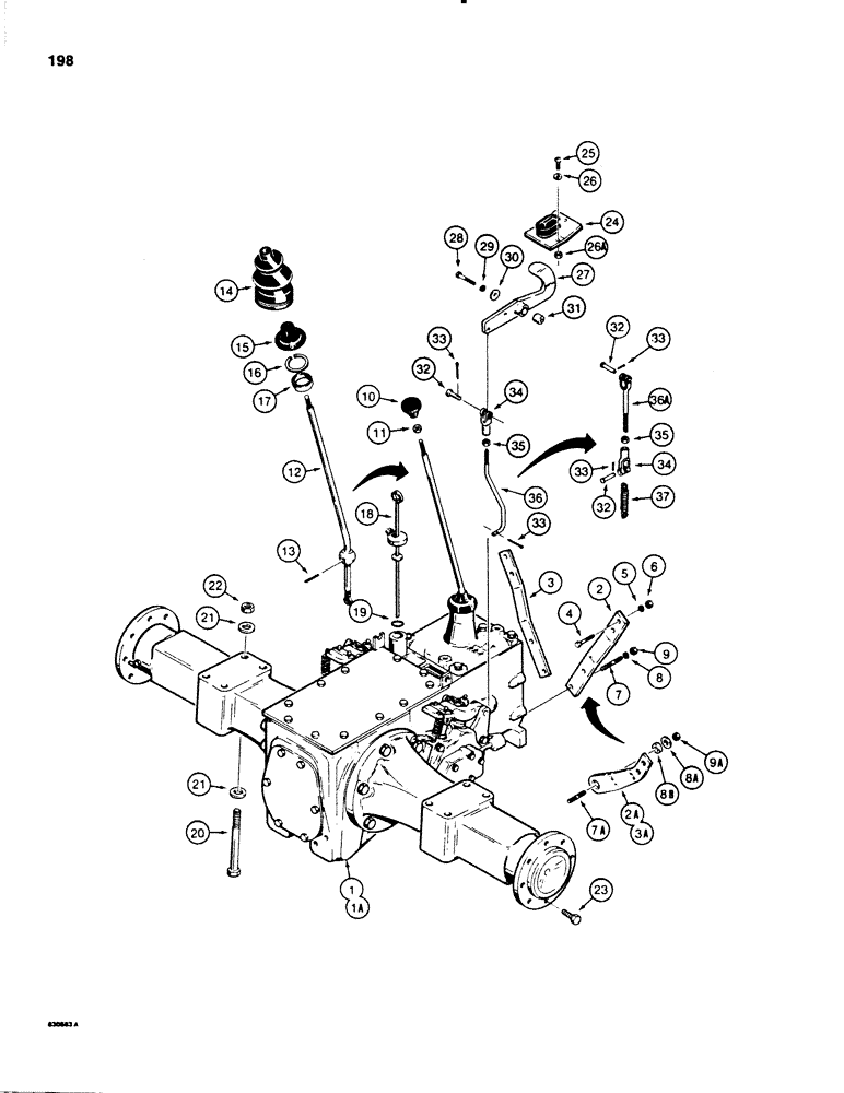 Схема запчастей Case 580SE - (198) - TRANSAXLE AND DIFFERENTIAL LOCK, USED BEFORE TRANSAXLE SN 16270319 (06) - POWER TRAIN