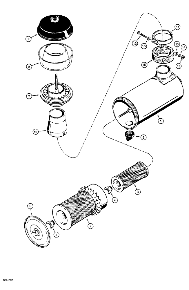 Схема запчастей Case 1150G - (2-014) - AIR CLEANER ASSEMBLY AND AIR INTAKE PARTS, PRIOR TO JJG0218023 AND JJG0218024 - JJG0218478 (01) - ENGINE