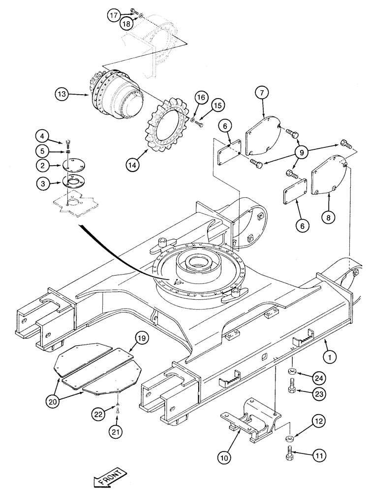 Схема запчастей Case 9050 - (5-02) - TRACK FRAME AND DRIVE SPROCKET (11) - TRACKS/STEERING