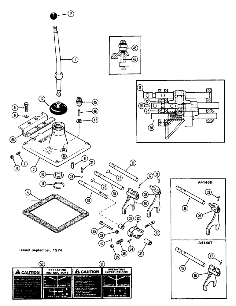 Схема запчастей Case 580B - (196) - GEAR SHIFT, USED PRIOR TO TRANS. SER. NO. 2447415 (06) - POWER TRAIN