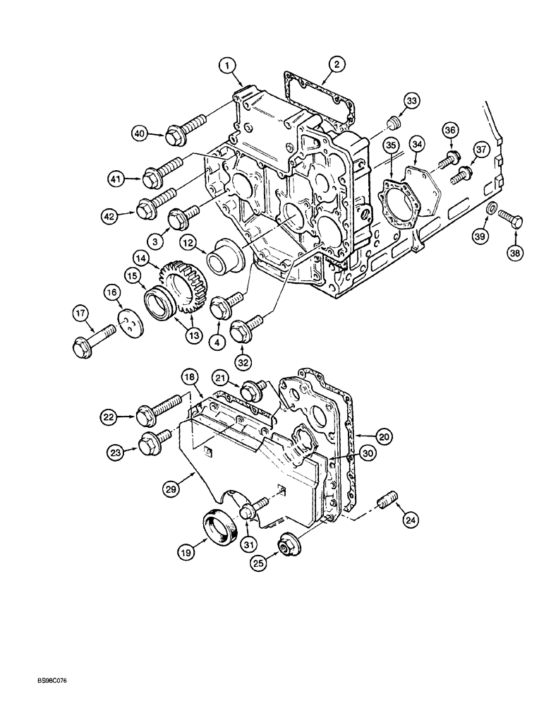 Схема запчастей Case 689G - (02-22) - FRONT COVERS AND IDLER GEAR (02) - ENGINE