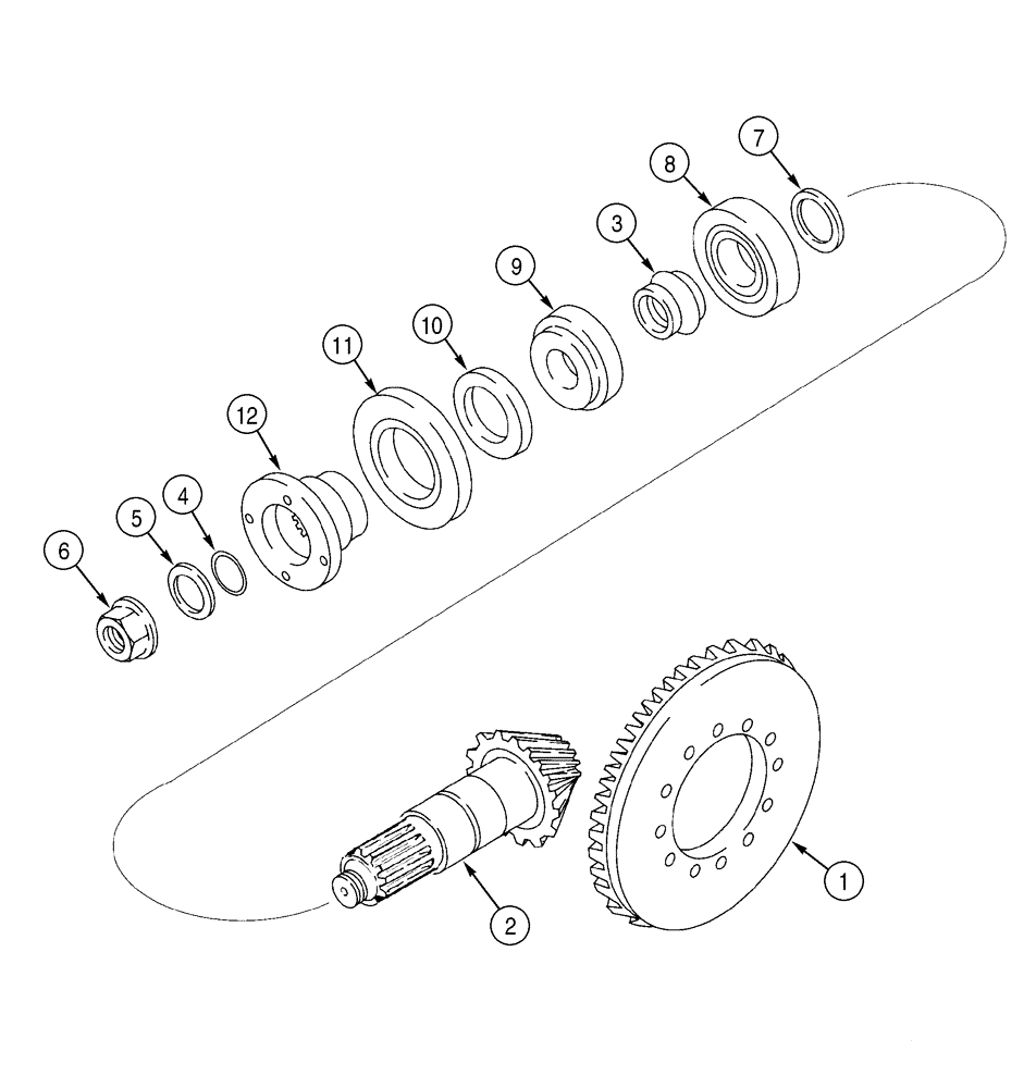 Схема запчастей Case 460 - (6-46) - FRONT AXLE ASSEMBLIES, 115816A1 AND 139021A1, RING AND PINION GEAR SET, PRIOR TO P.I.N. JAF0164068 (06) - POWER TRAIN