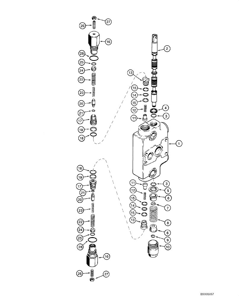 Схема запчастей Case 580SM - (08-41) - VALVE SECTION - BACKHOE BUCKET (08) - HYDRAULICS