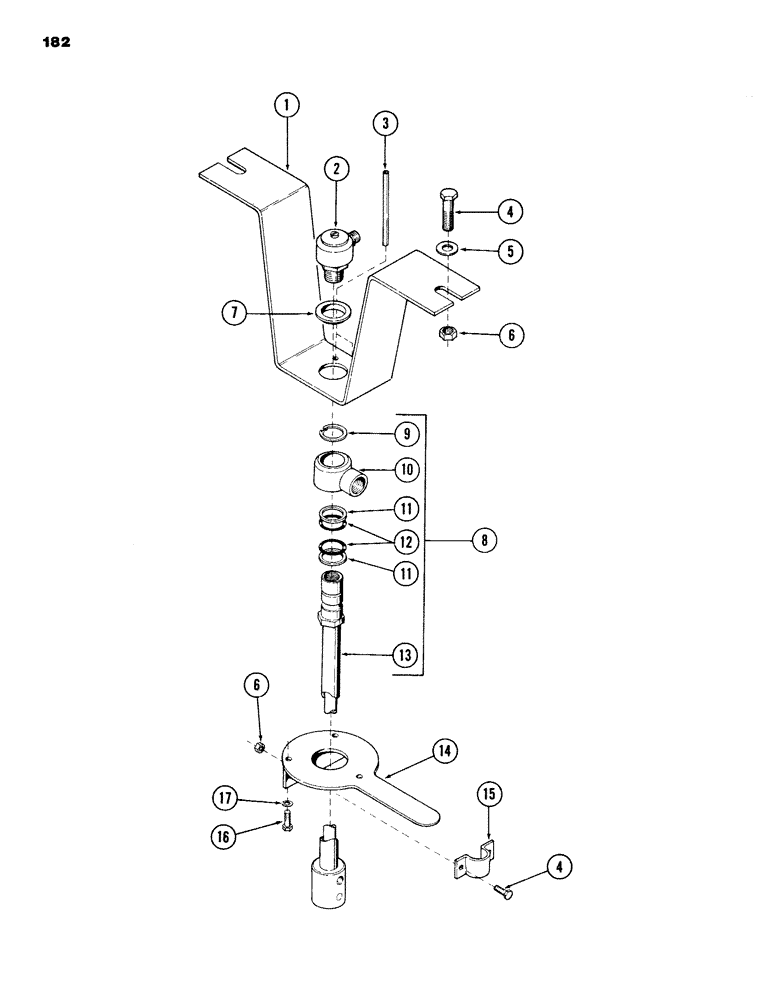 Схема запчастей Case 980B - (182) - INNER SWIVEL, (USED WITH TRACK BRAKE AND HI-LOW RANGE SHIFT), (USED ON UNITS PRIOR TO PIN 6204051) (04) - UNDERCARRIAGE