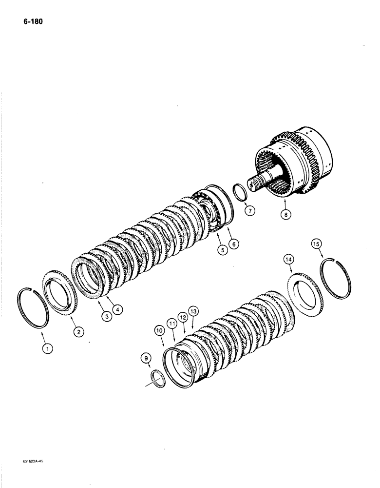 Схема запчастей Case 780C - (6-180) - TRANSMISSION REVERSE AND SECOND CLUTCH ASSEMBLY (06) - POWER TRAIN