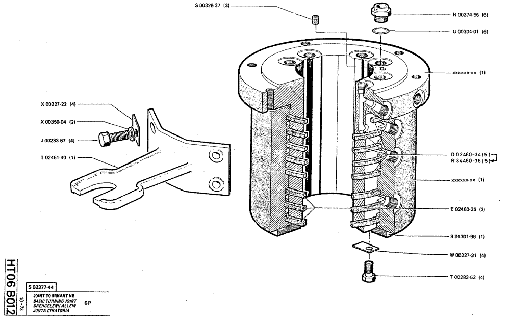 Схема запчастей Case TY45 - (HT06 B01.2) - BASIC TURNING JOINT - 6P (05) - UPPERSTRUCTURE CHASSIS