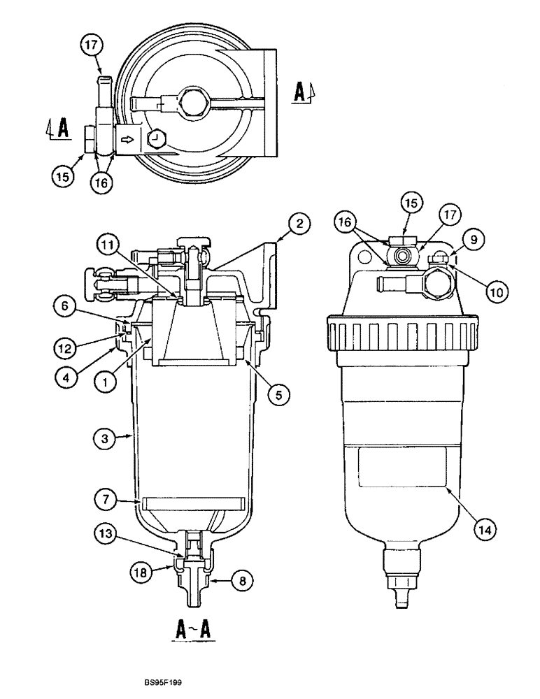 Схема запчастей Case 9060B - (3-18) - WATER SEPARATOR (03) - FUEL SYSTEM