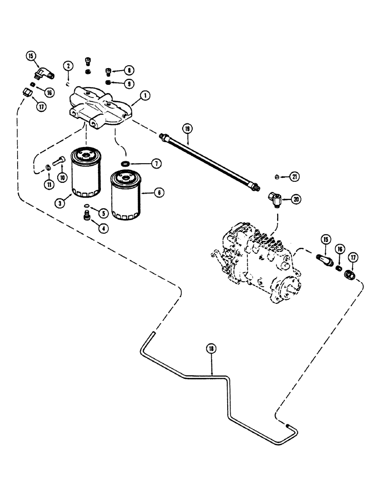 Схема запчастей Case 475 - (034) - FUEL INJECTION FILTER SYSTEM, (301B) DIESEL ENGINE (10) - ENGINE