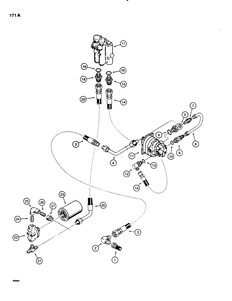 Схема запчастей Case SD100 - (171A) - STEERING & EQUIP. PUMP HYD. CIRCUIT, DEUTZ DIESEL ENG. W/ DUAL PUMP, USED ON 30+4 S/N 123821 & AFTER (41) - STEERING