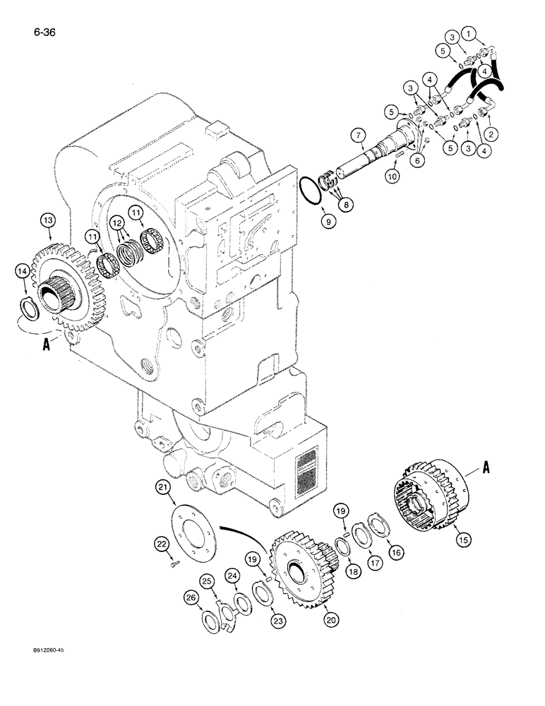 Схема запчастей Case 621 - (6-36) - TRANSMISSION ASSEMBLY, REVERSE AND SECOND CLUTCHES, P.I.N. JAK0027512 AND AFTER (06) - POWER TRAIN