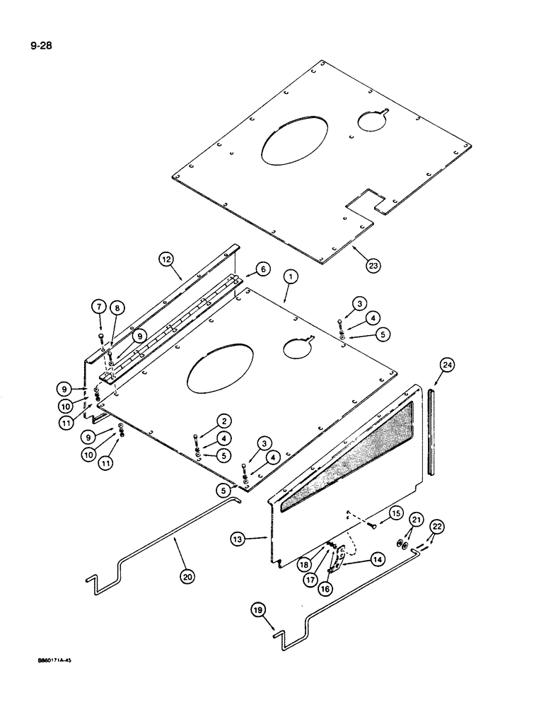 Схема запчастей Case W14B - (9-28) - HOOD AND SIDE DOORS (09) - CHASSIS/ATTACHMENTS