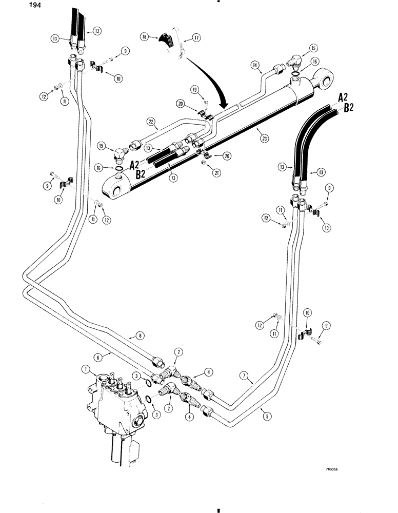 Схема запчастей Case W11 - (194) - LOADER BUCKET HYDRAULIC CIRCUIT (08) - HYDRAULICS