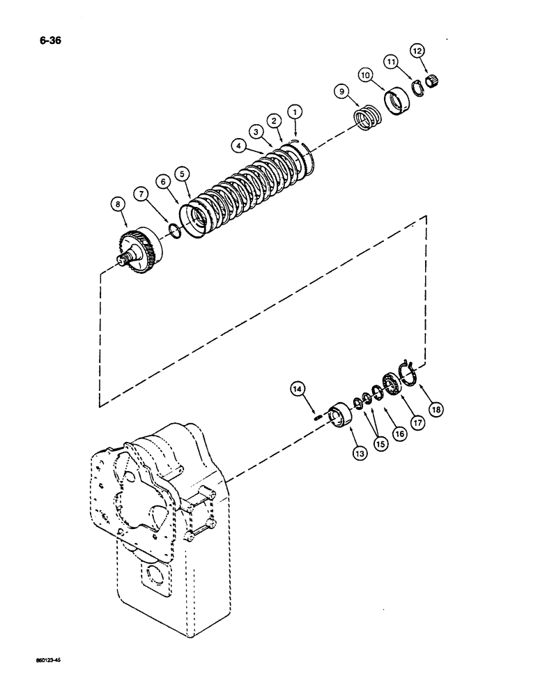 Схема запчастей Case W14C - (6-36) - TRANSMISSION, THIRD CLUTCH ASSEMBLY (06) - POWER TRAIN