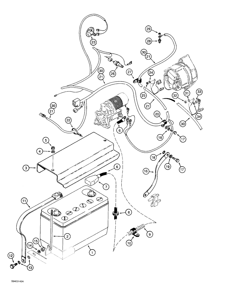 Схема запчастей Case 480F LL - (4-12) - BATTERY AND ENGINE ELECTRICAL CIRCUIT, 480F LL MODELS ONLY (04) - ELECTRICAL SYSTEMS