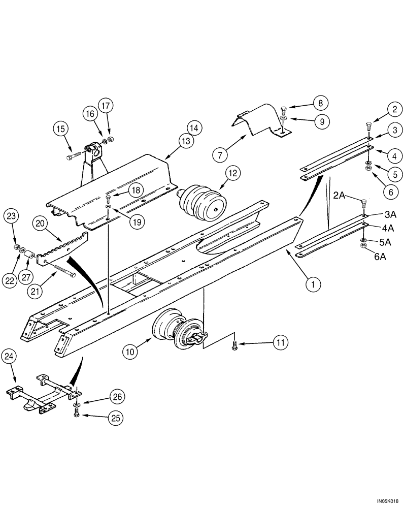 Схема запчастей Case 550H-IND - (05-01) - FRAME, TRACK - ROLLER AND RECOIL HOUSING (11) - TRACKS/STEERING