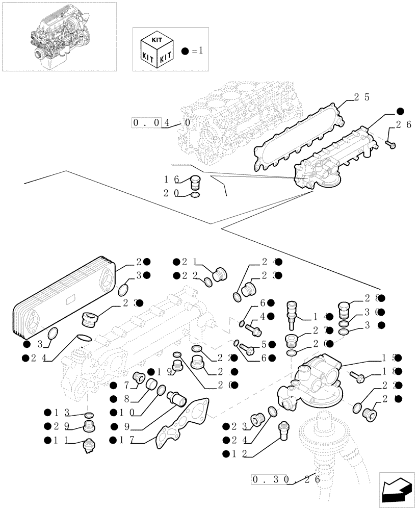 Схема запчастей Case F3AE0684D B001 - (0.31.5[01]) - HEAT EXCHANGER (500386468) 