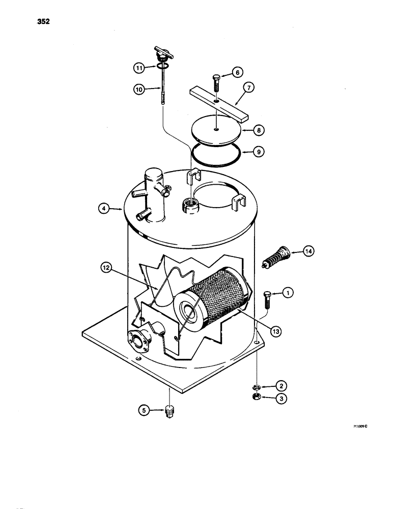 Схема запчастей Case W24C - (352) - HYDRAULIC RESERVOIR, USED BEFORE TRACTOR SN 9143772 (08) - HYDRAULICS