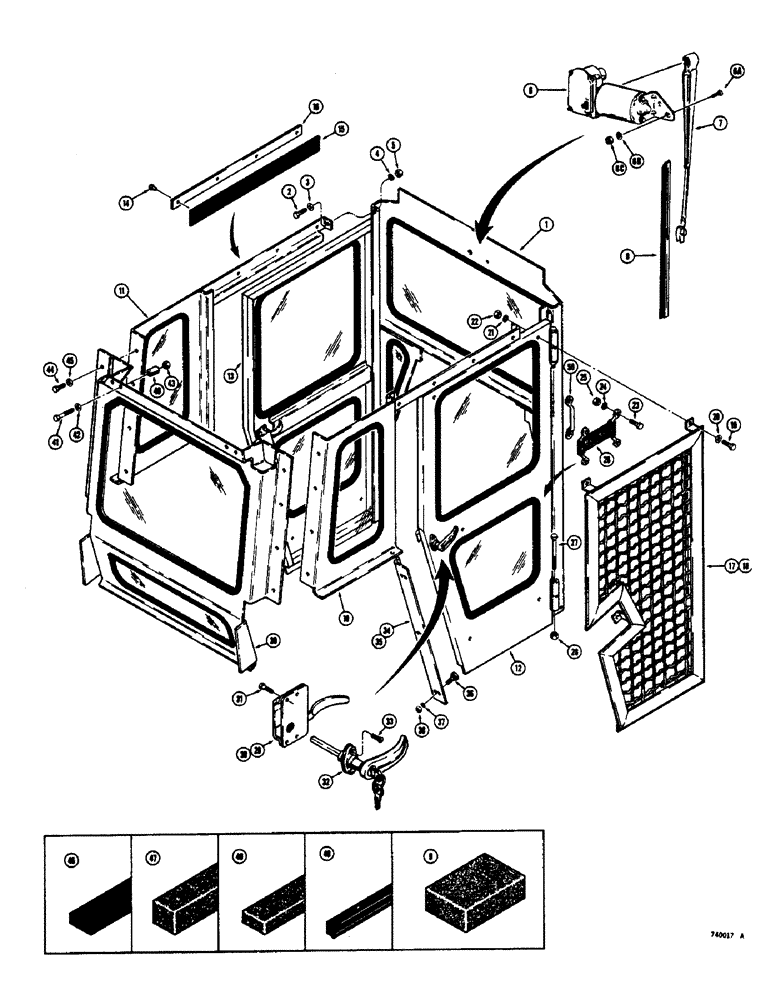 Схема запчастей Case 800 - (234) - CAB DOORS, WINDOWS AND RELATED PARTS (05) - UPPERSTRUCTURE CHASSIS