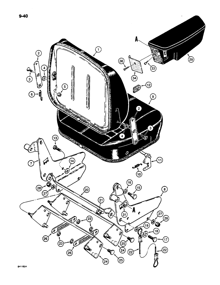 Схема запчастей Case W14C - (9-40) - SUSPENSION SEAT ASSEMBLIES (09) - CHASSIS/ATTACHMENTS