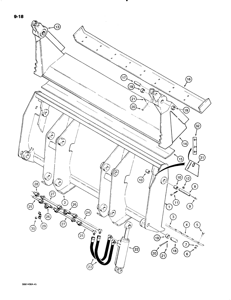 Схема запчастей Case W18B - (9-018) - L112520 CLAM BUCKET (09) - CHASSIS/ATTACHMENTS