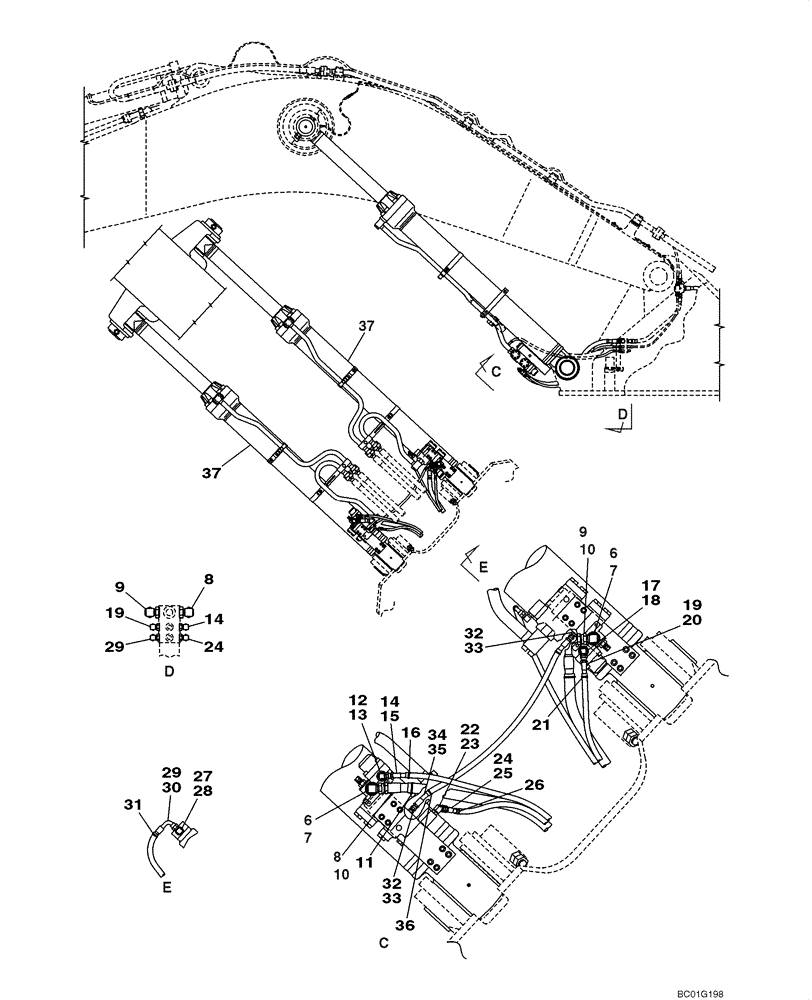 Схема запчастей Case CX800 - (08-12) - HYDRAULICS - BOOM CYLINDER, MODELS WITH LOAD HOLD (08) - HYDRAULICS