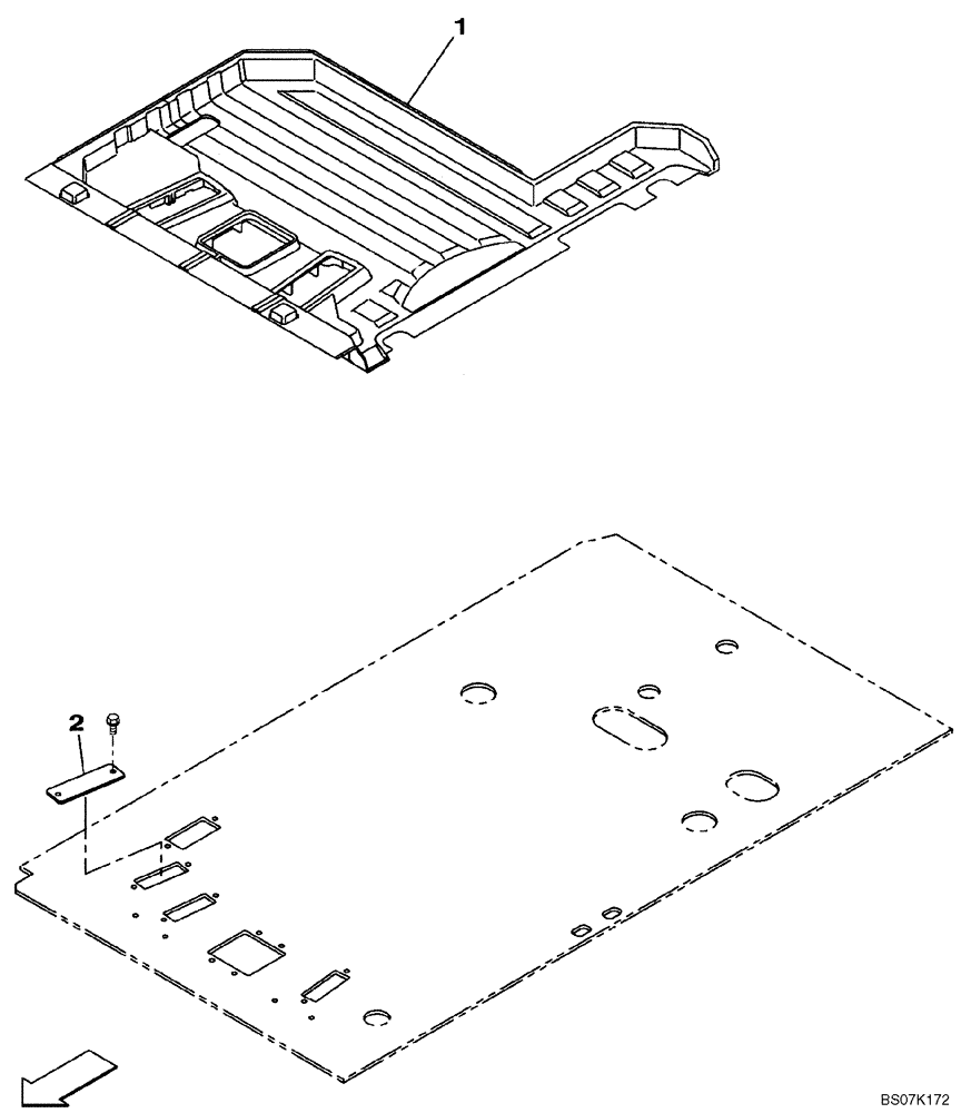 Схема запчастей Case CX130B - (09-75) - MAT, FLOOR - DOZER BLADE - MODELS WITH PEDAL ACTIVATED AUXILIARY HYDRAULICS (09) - CHASSIS/ATTACHMENTS