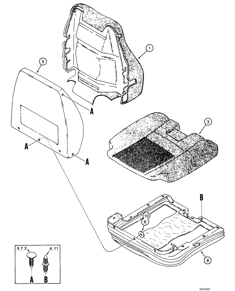 Схема запчастей Case 1845C - (09-30) - SEAT - SUSPENSION (NORTH AMERICA) (09) - CHASSIS/ATTACHMENTS