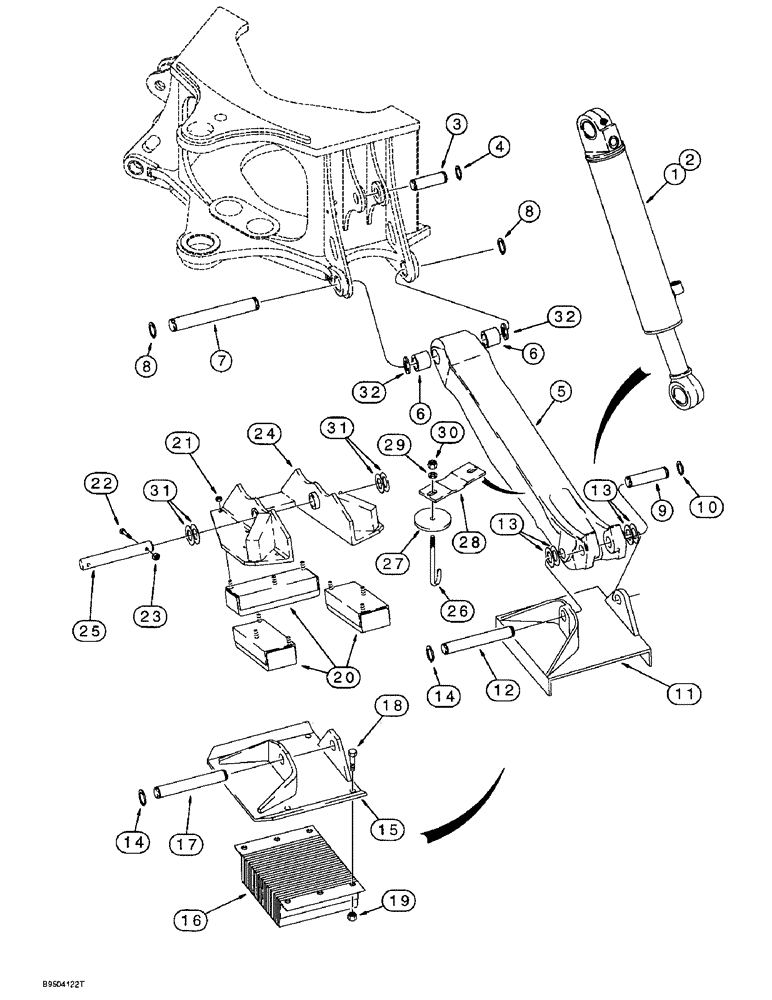 Схема запчастей Case 580SL - (9-032) - BACKHOE STABILIZERS, PLATES AND PADS (09) - CHASSIS/ATTACHMENTS