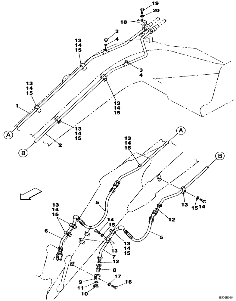 Схема запчастей Case CX225SR - (08-47) - OPTIONS, AUXILIARY HYDRAULICS - 2,4 M ARM (08) - HYDRAULICS