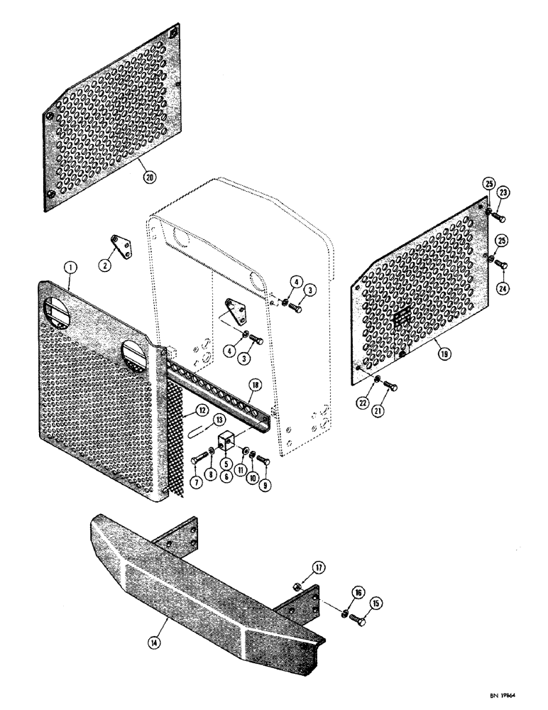 Схема запчастей Case 310G - (154) - FORESTRY GRILLE GUARD, BUMPER AND SIDE BRUSH GUARDS (05) - UPPERSTRUCTURE CHASSIS