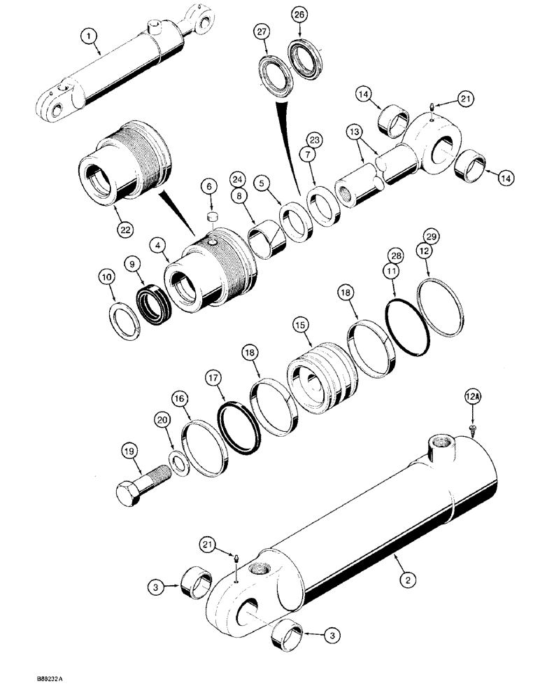 Схема запчастей Case 580SK - (8-142) - THREE-POINT HITCH LIFT CYLINDER (08) - HYDRAULICS