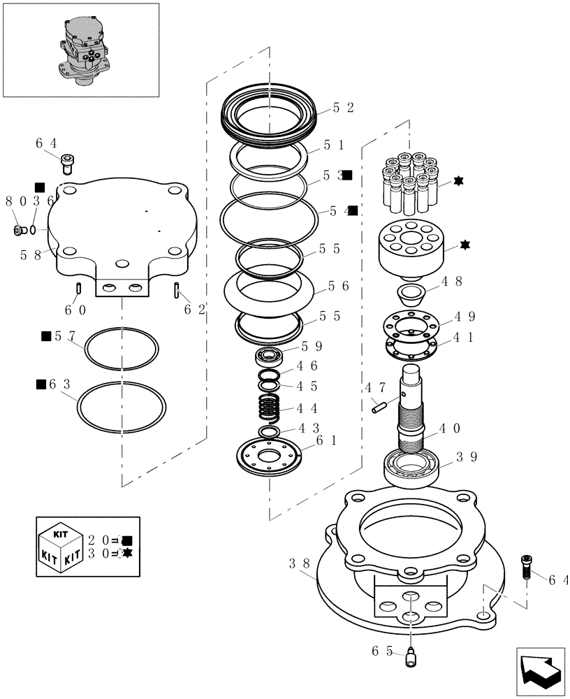 Схема запчастей Case CX31B - (1.040A[01]) - SLEW MOTOR - COMPONENTS (35) - HYDRAULIC SYSTEMS